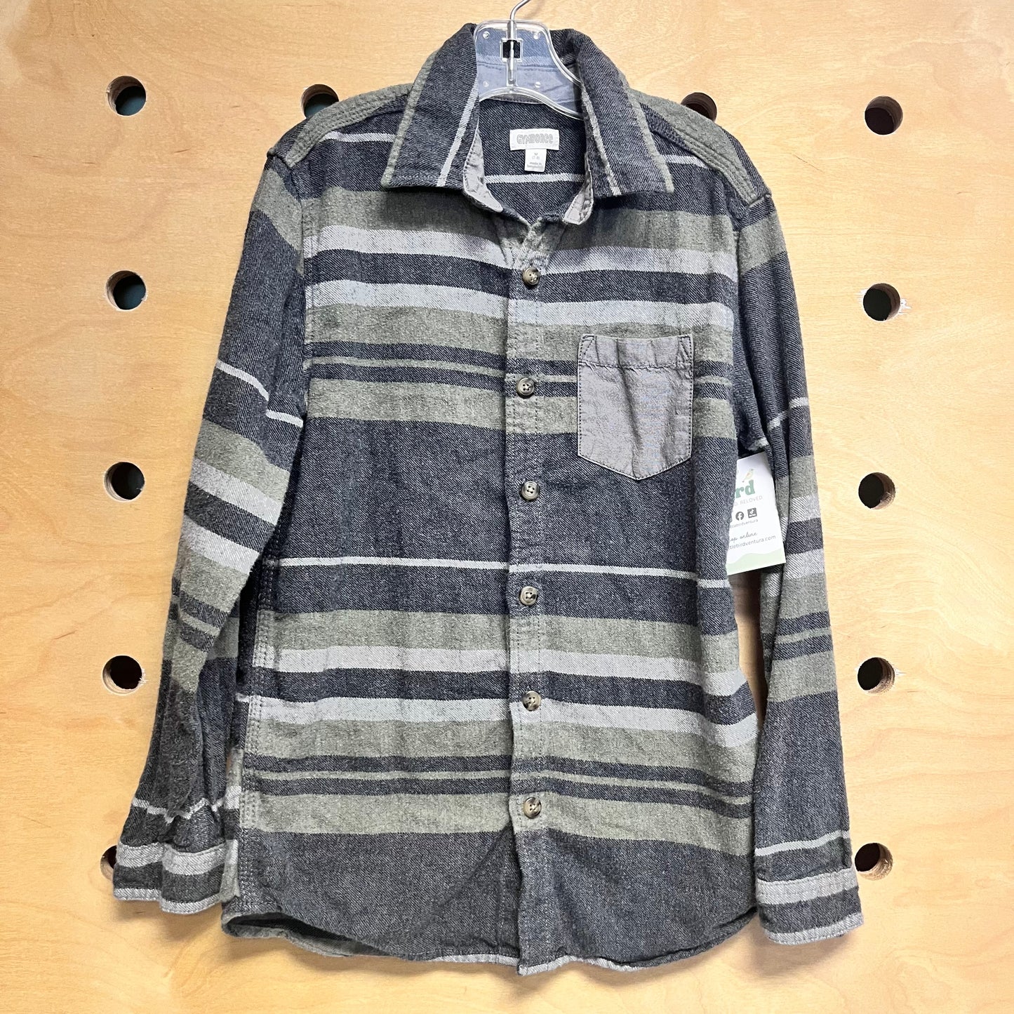 Grey/Green Striped Button Up