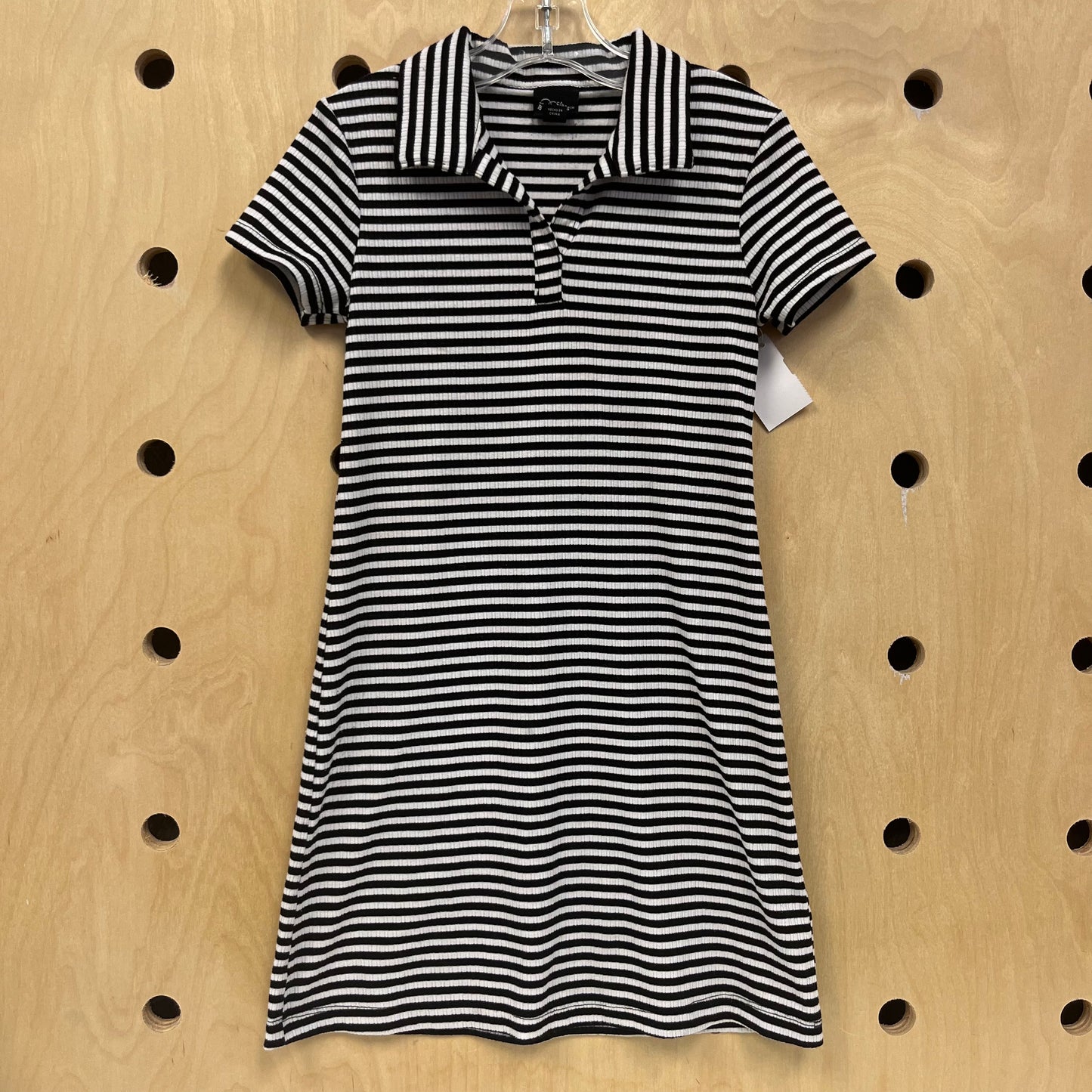 B&W Striped Collared Dress