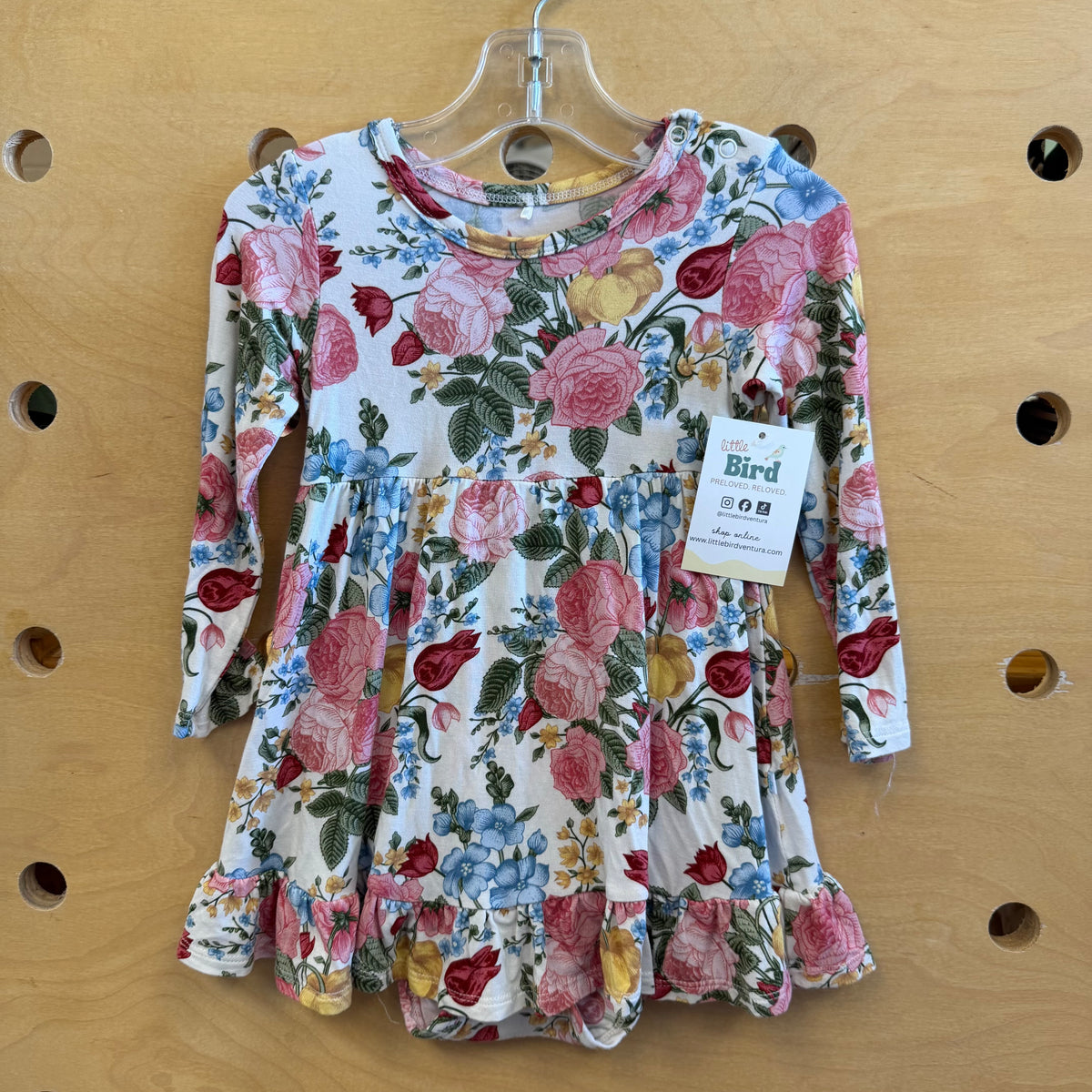 White/Pink Floral Bamboo Snap Dress