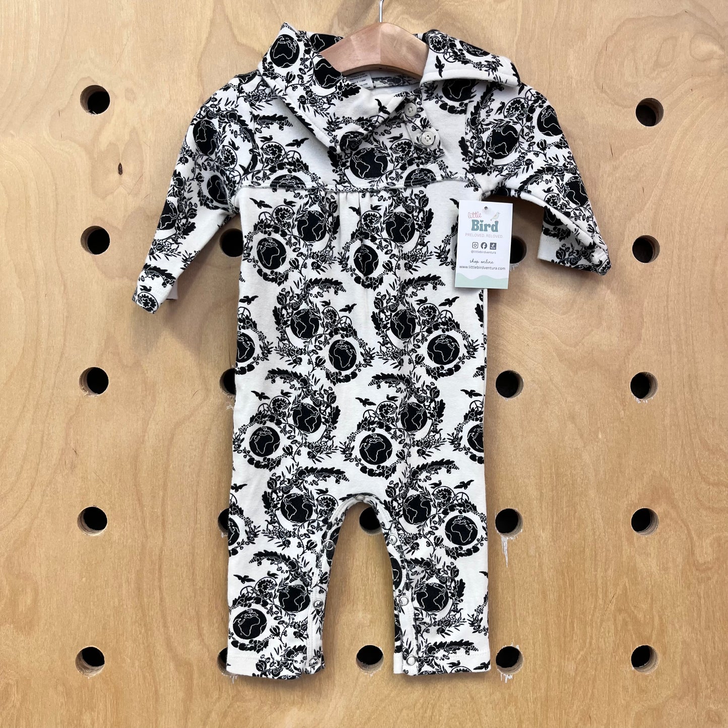 Organic Ivory & Black Earth Romper