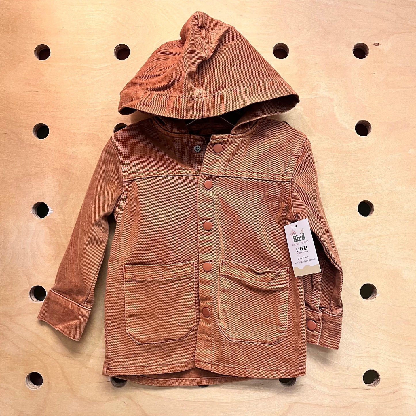Brown Hooded Snap Denim LS