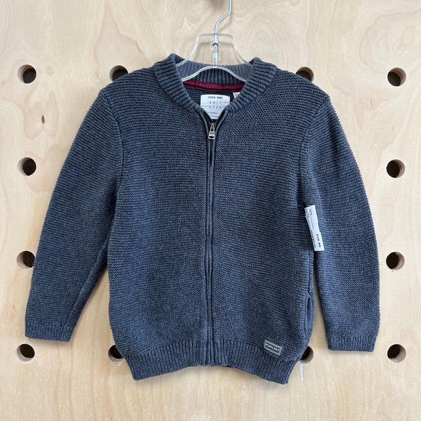 Grey Knit Zip Up Sweater