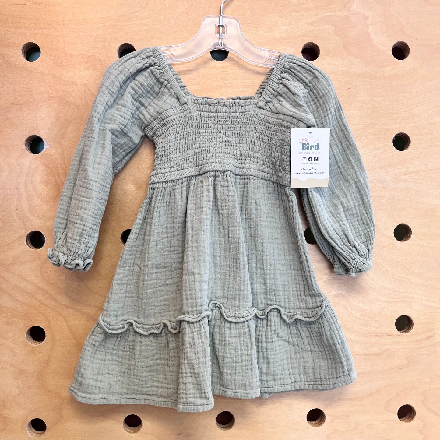 Moss Gauze Smocked Dress