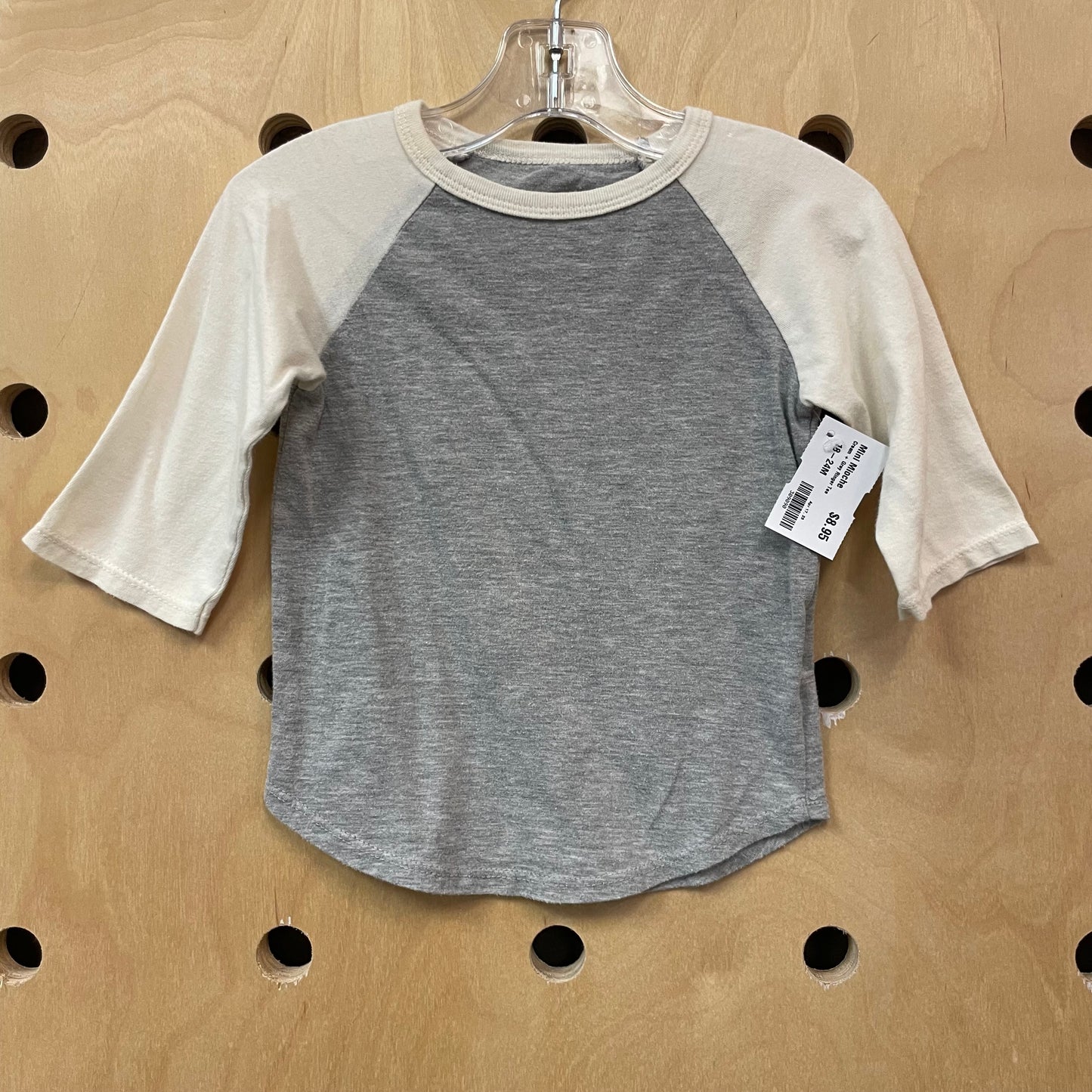 Cream + Grey Ringer Tee