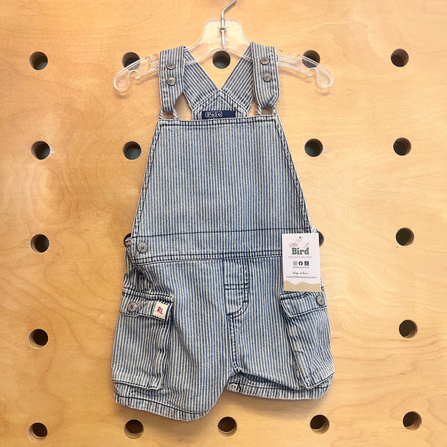 Railroad Stripe Denim Shortalls