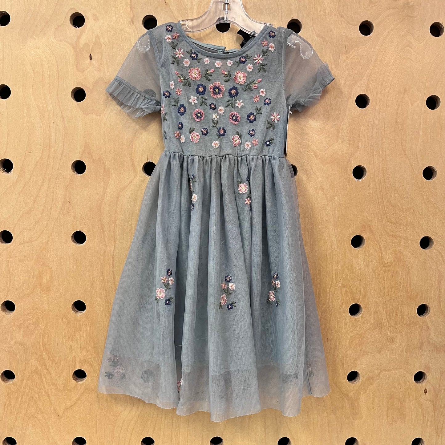 Slate Tulle Floral Dress