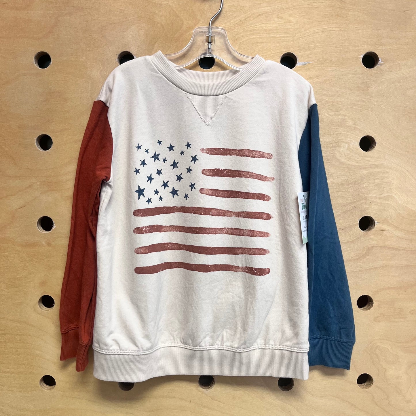 Organic Cream American Flag Pullover