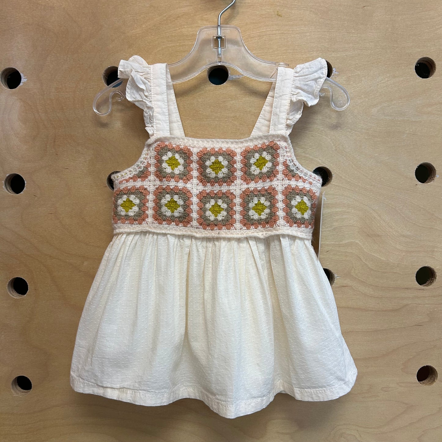 White Crochet Granny Square Tank