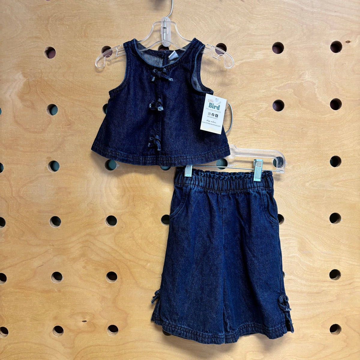 Dark Wash Soft Denim Bows Outfit