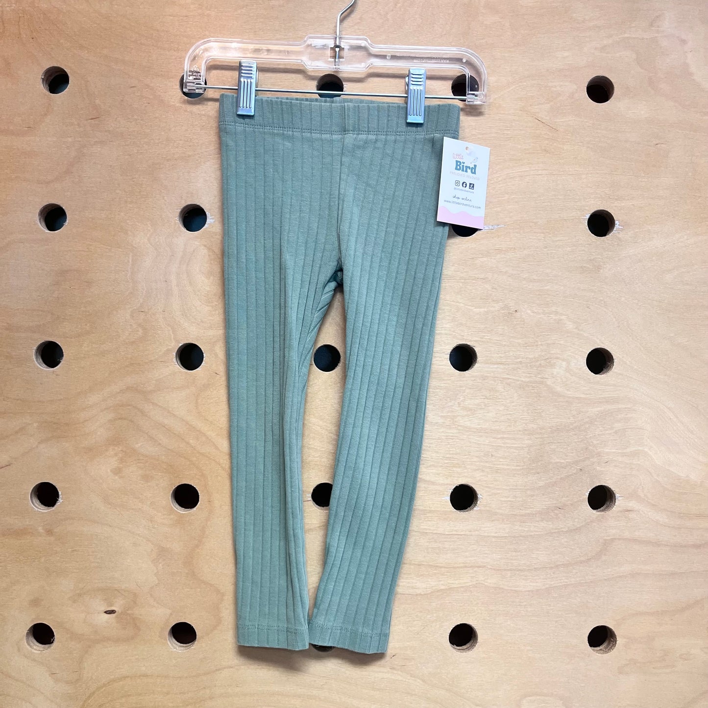 Organic Green Ribbed Leggings
