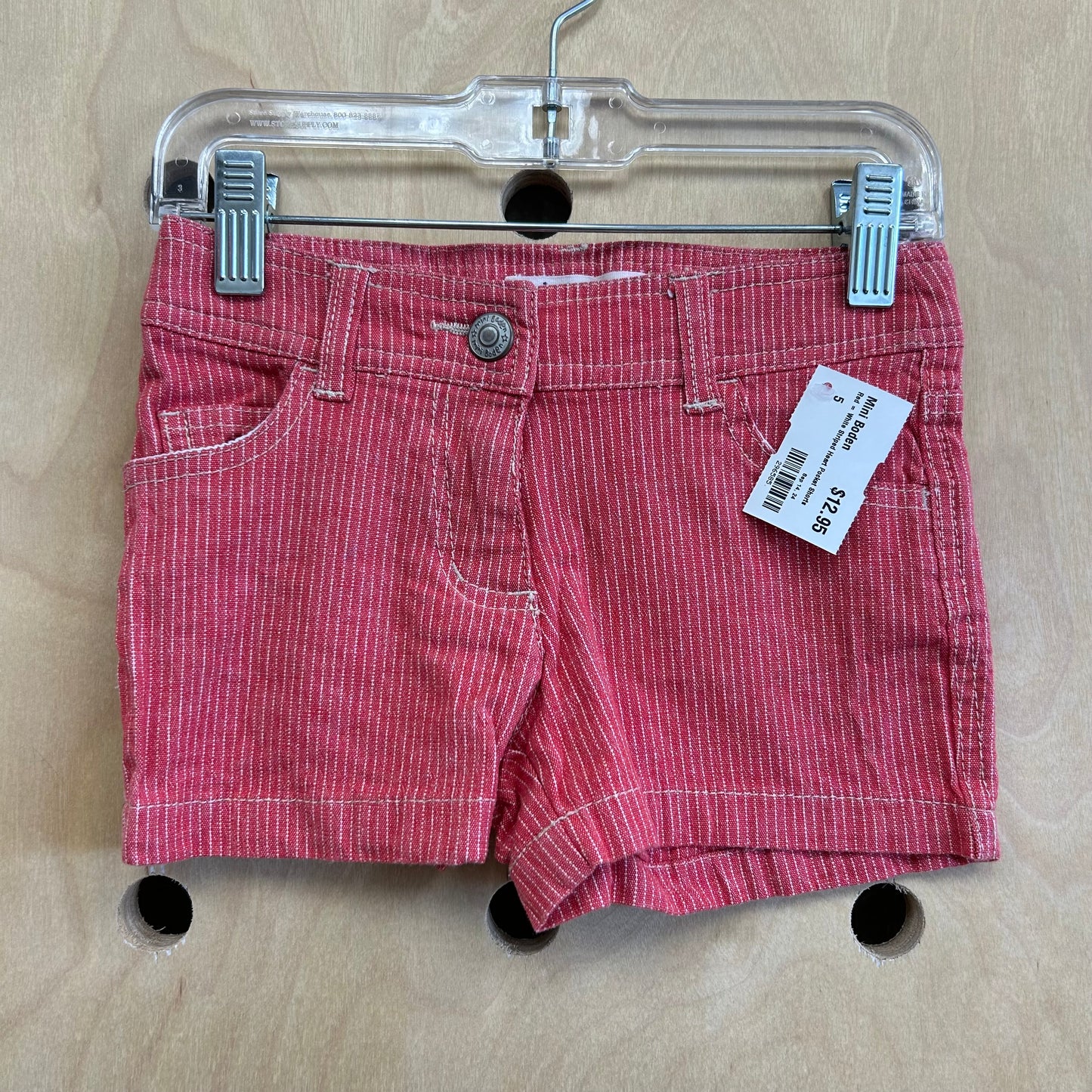 Red = White Striped Heart Pocket Shorts