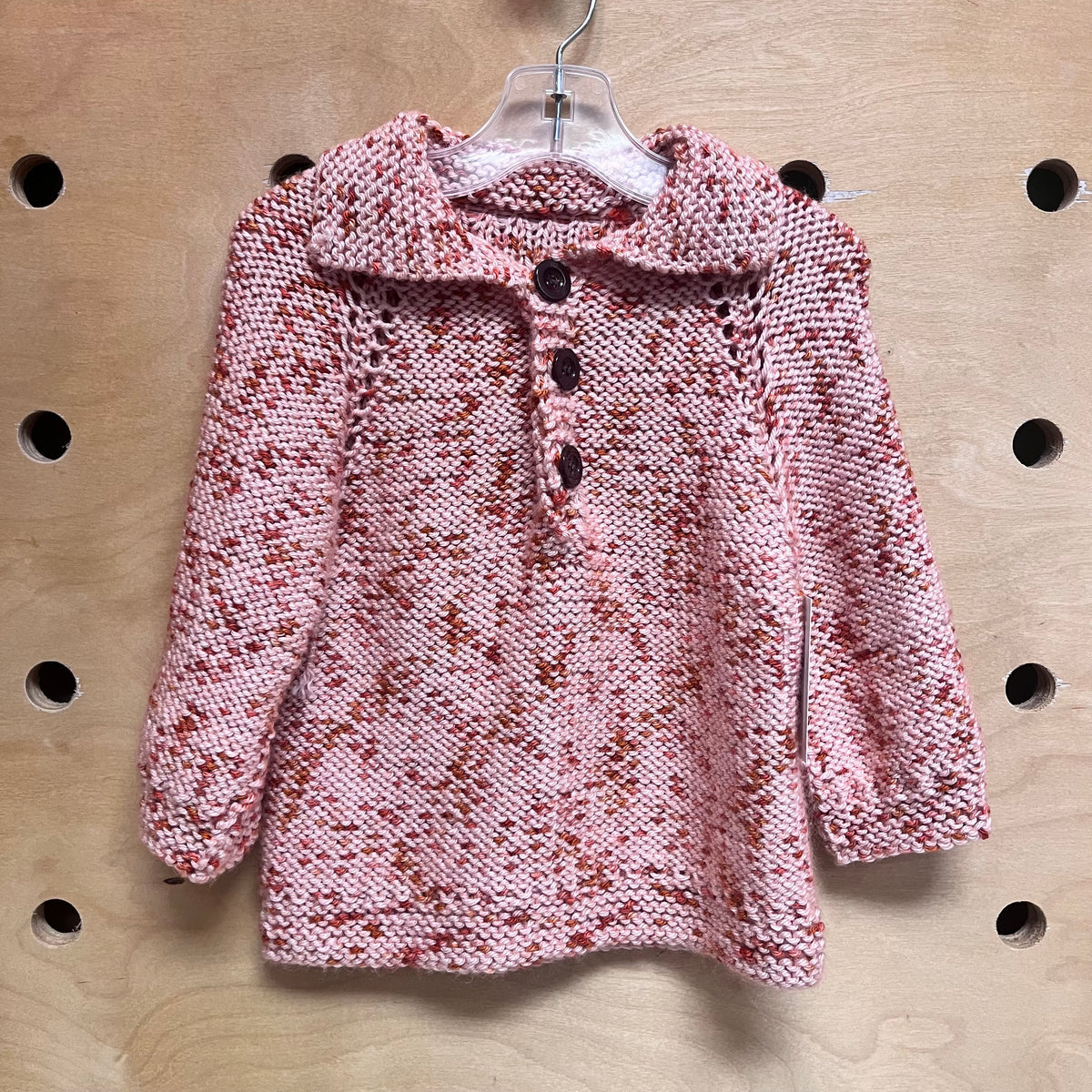 Pink /Rust Knit Button Sweater