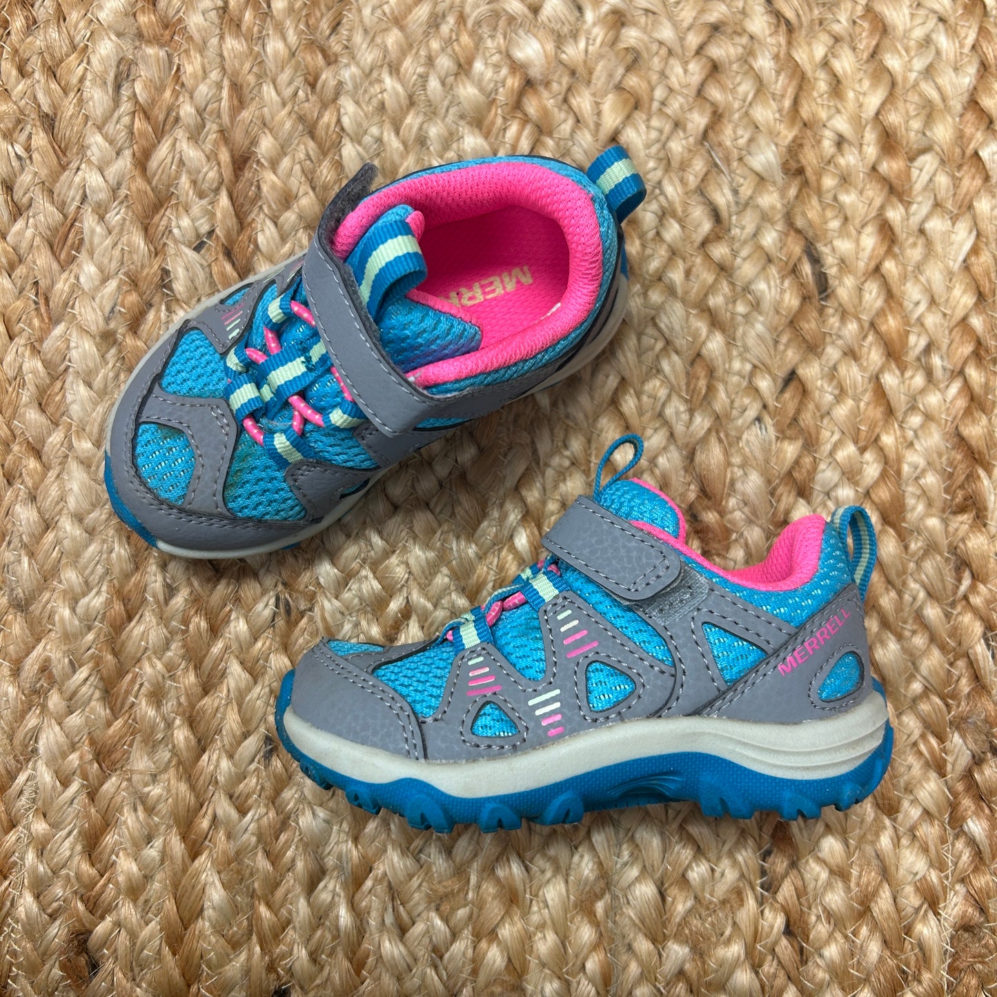 Blue & Pink Velcro Hiking Shoes
