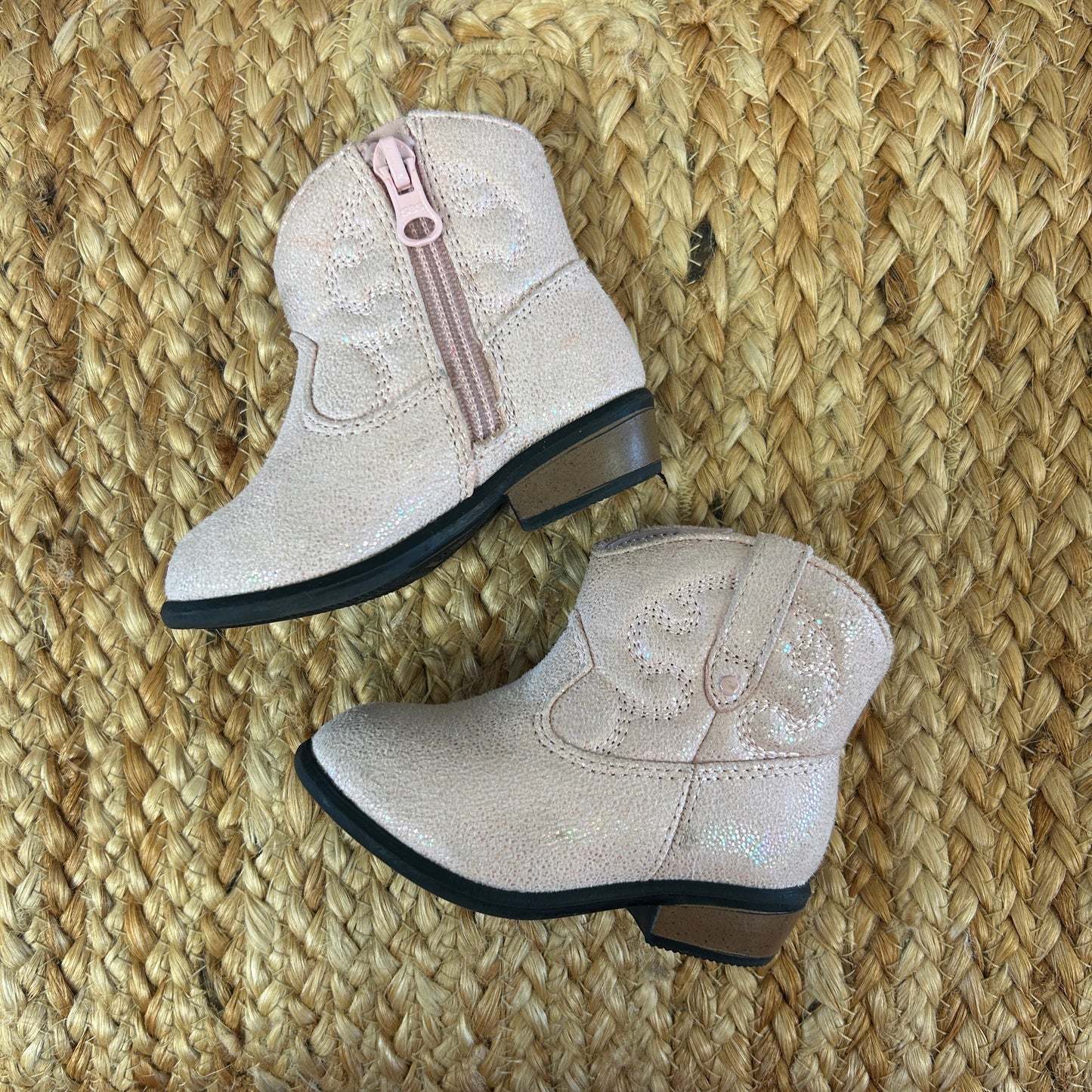 Pink Sparkle Cowgirl Ankle Boots