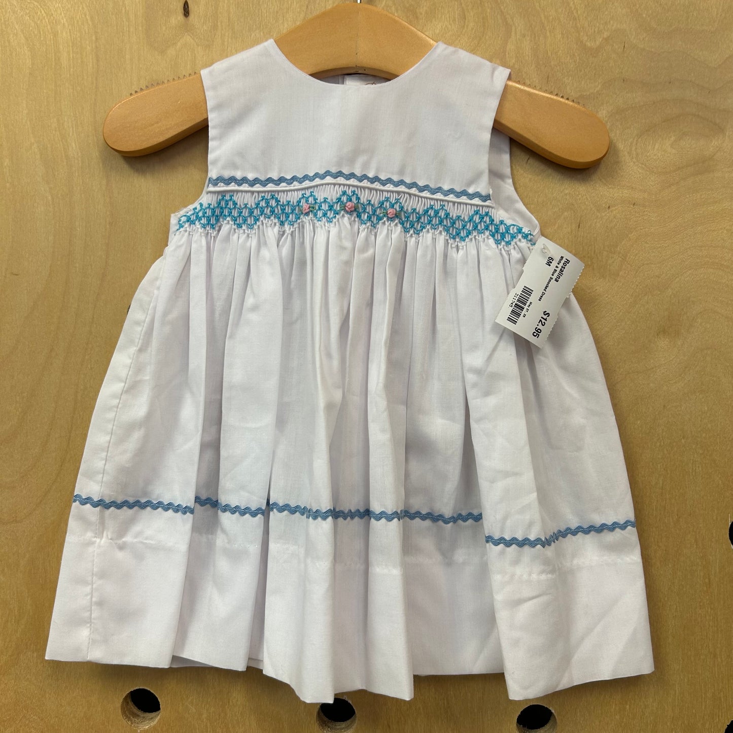 White & Blue Smocked Dress