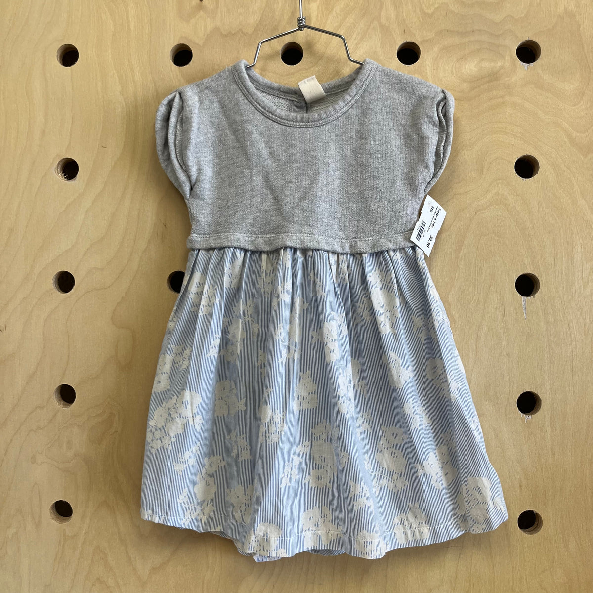 Grey & Blue Striped Floral Dress