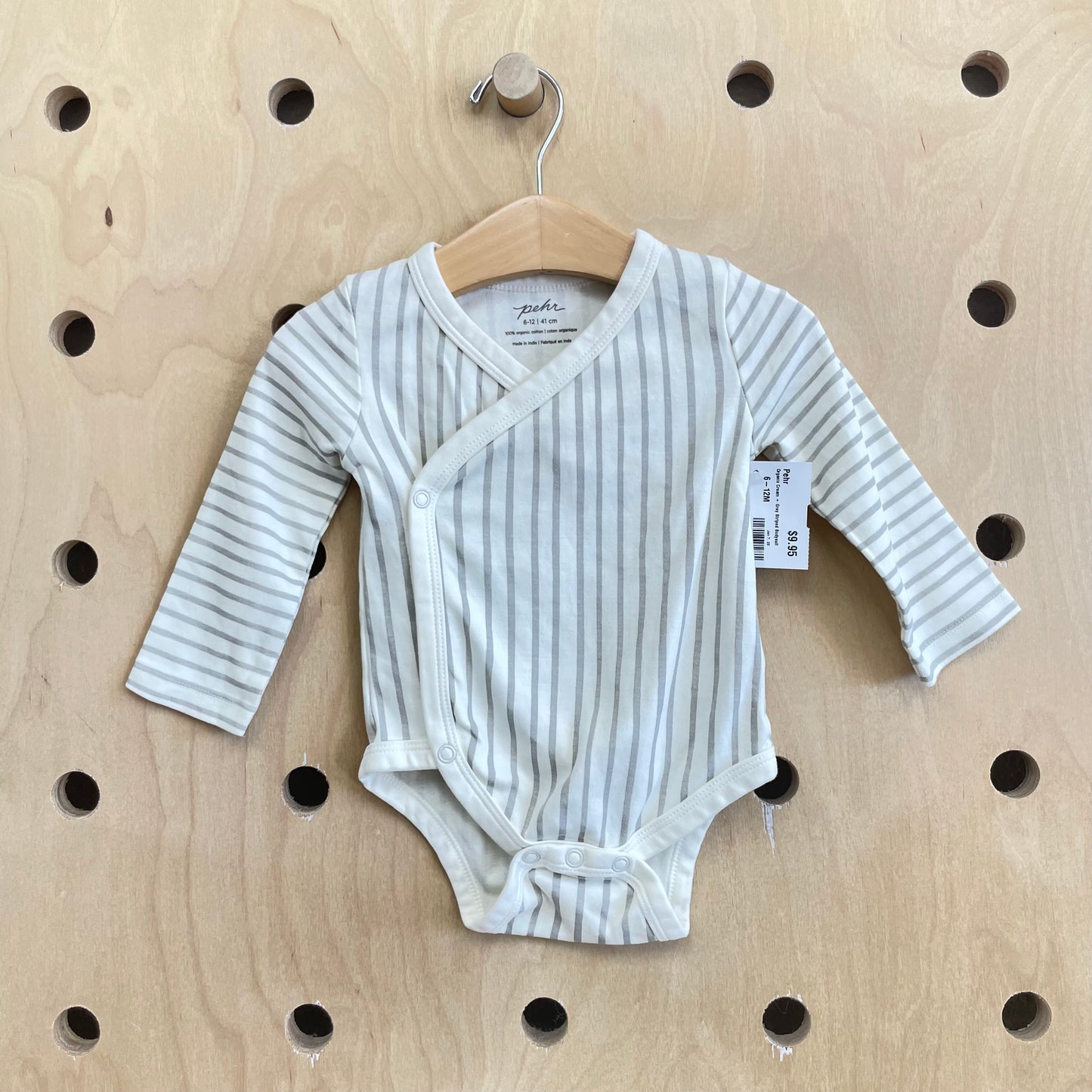 Organic Cream + Grey Striped Bodysuit