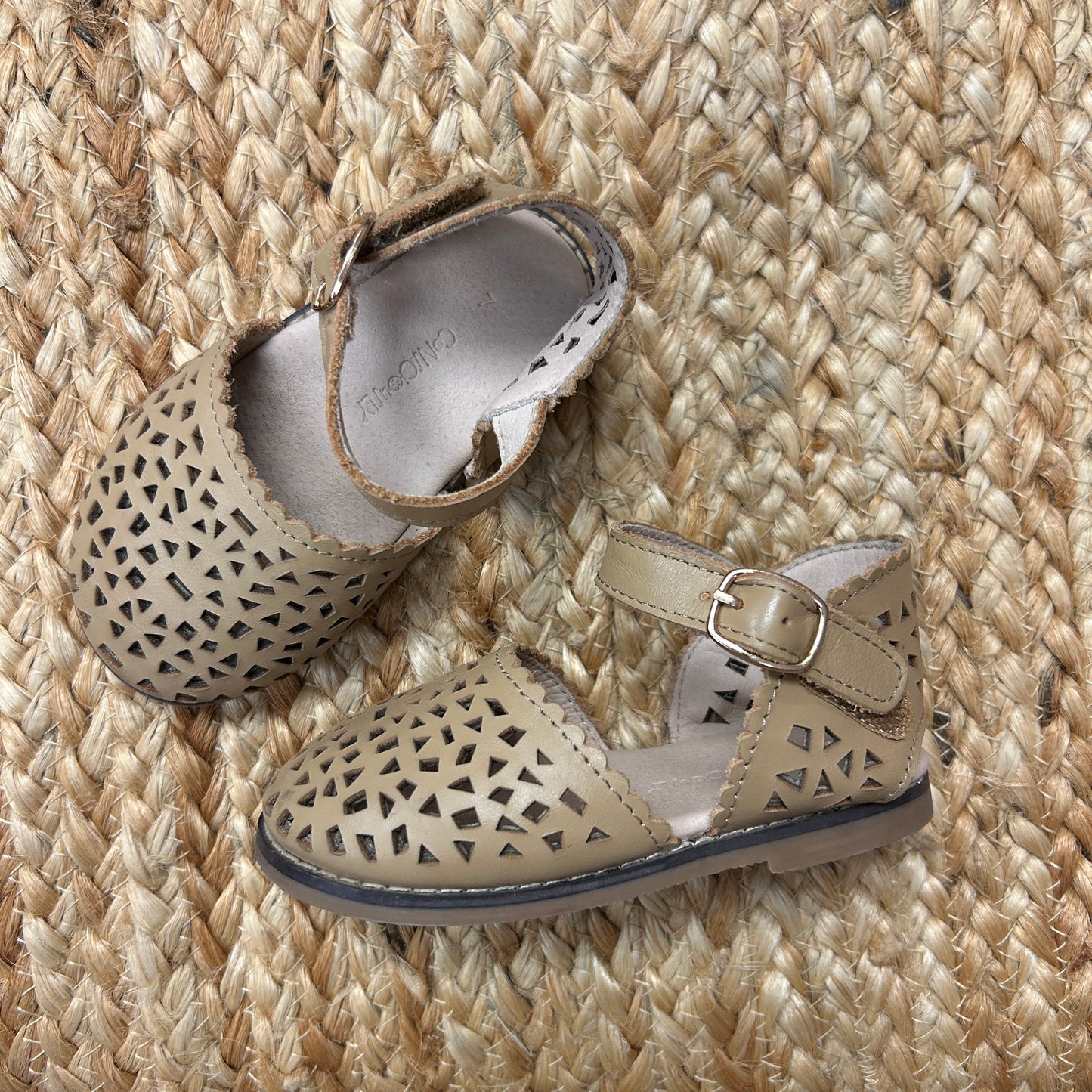 Brown Geometric Cut-Out Sandals