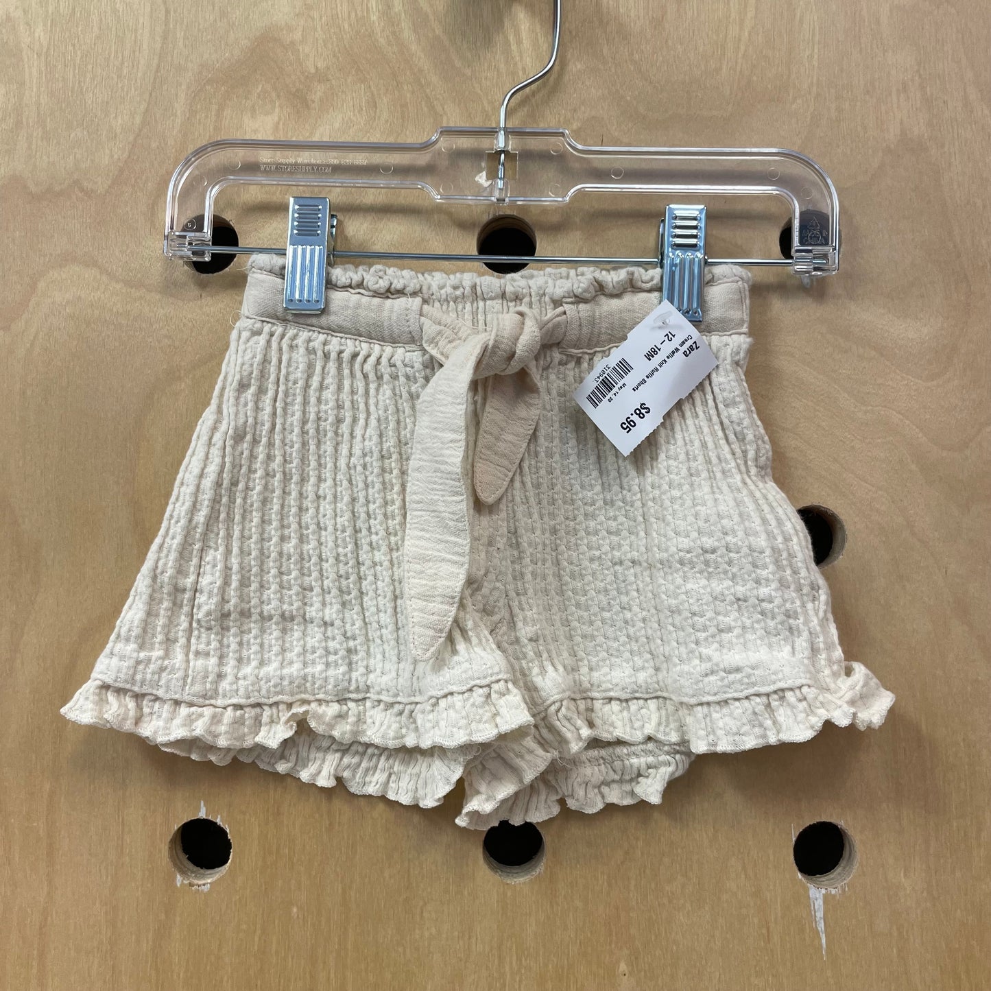 Cream Waffle Knit Ruffle Shorts