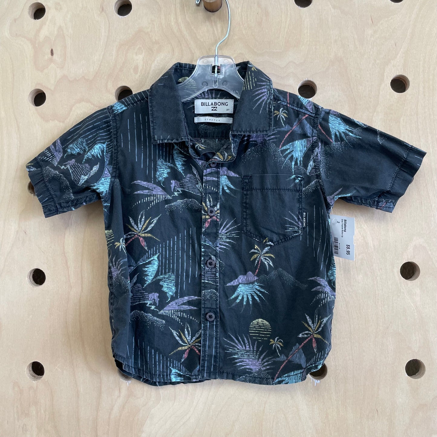 Grey Tropical Button Up