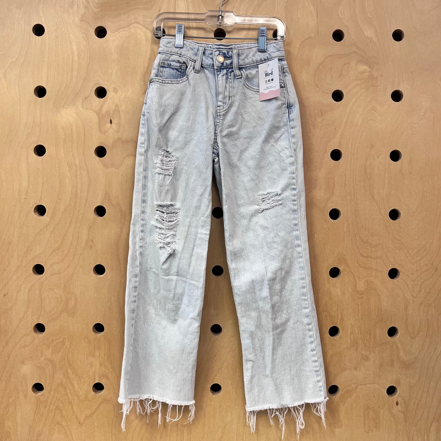 Lightwash Distressed Wide Leg Denim