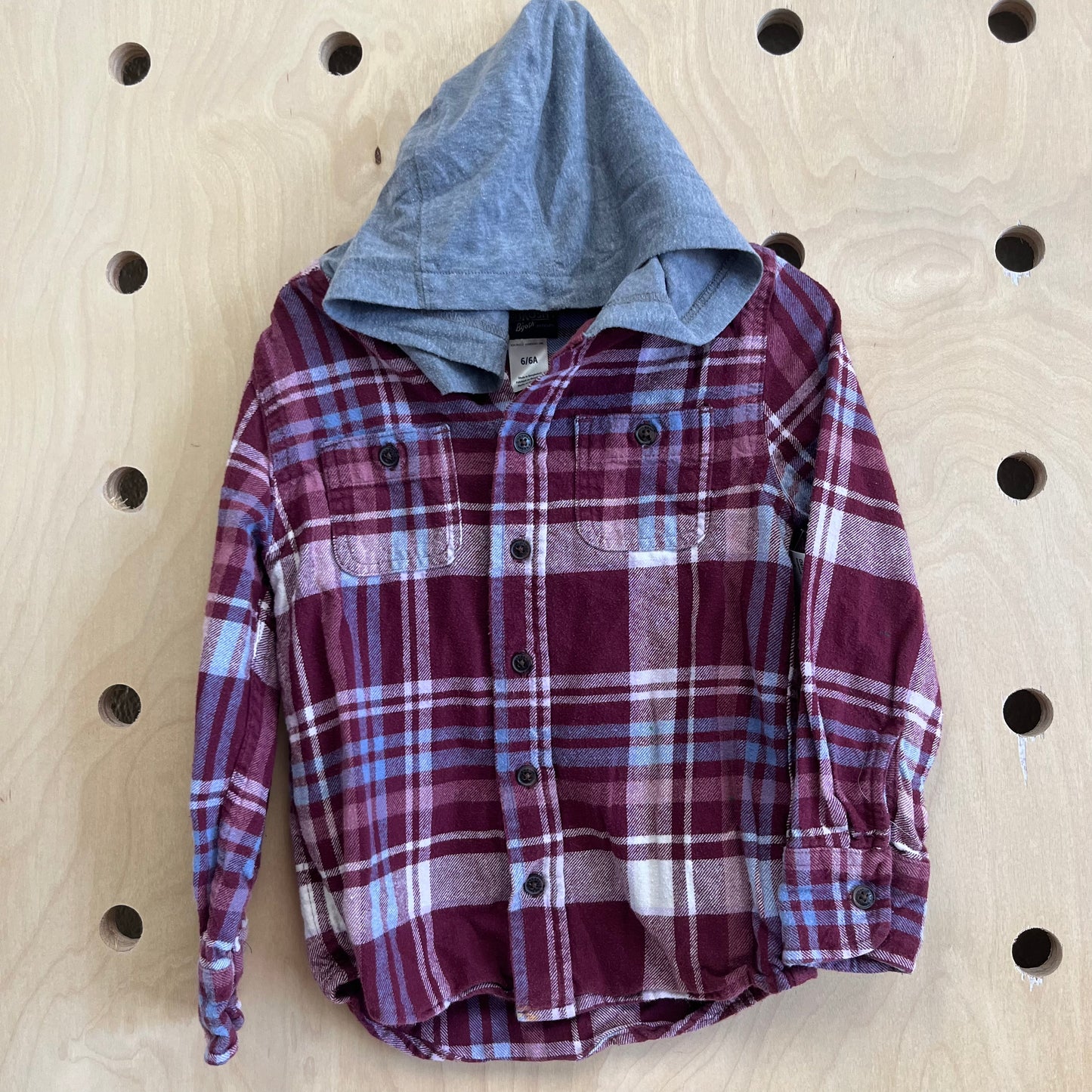 Burgundy Plaid Hooded Flannel