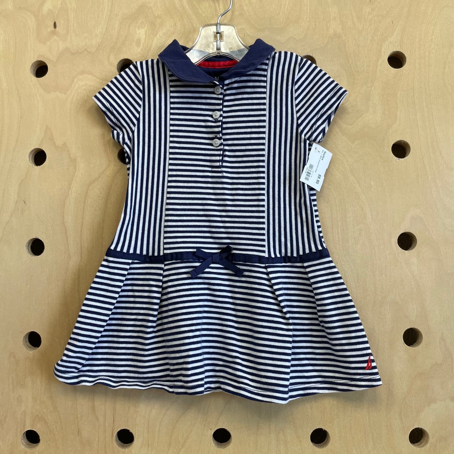 Blue + White Striped Knit Dress