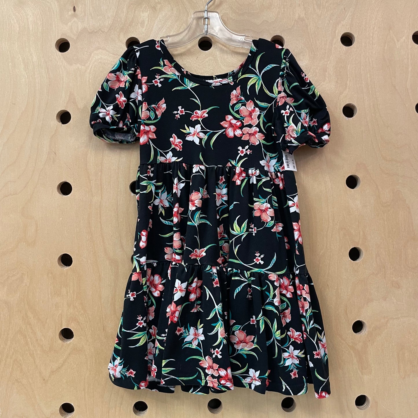 Soft Black Hibiscus Dress