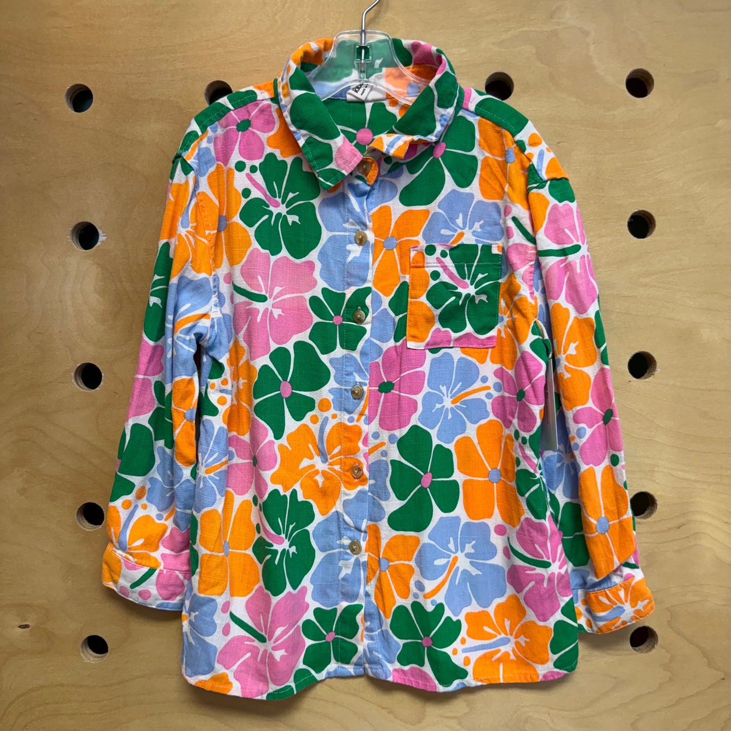Multicolor Hibiscus LS Button Up