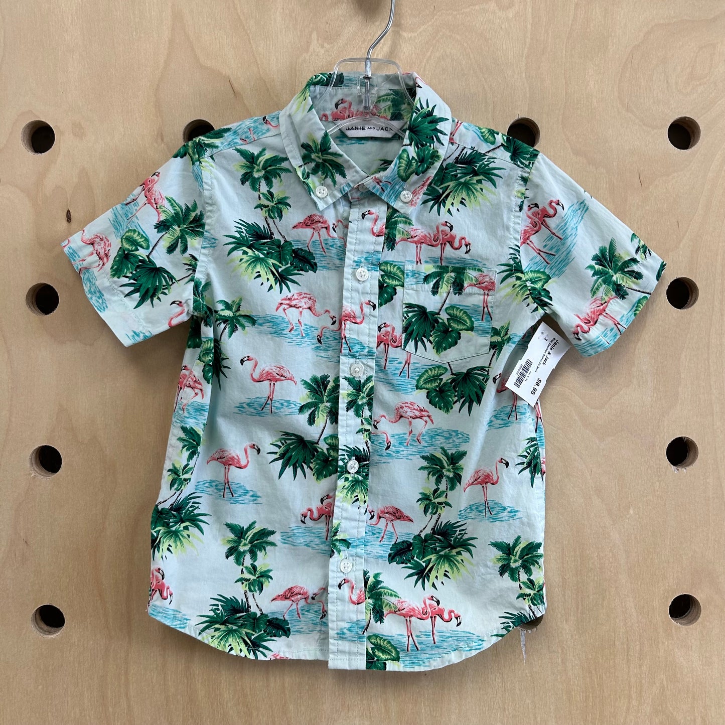 Blue Flamingo Button Up Shirt