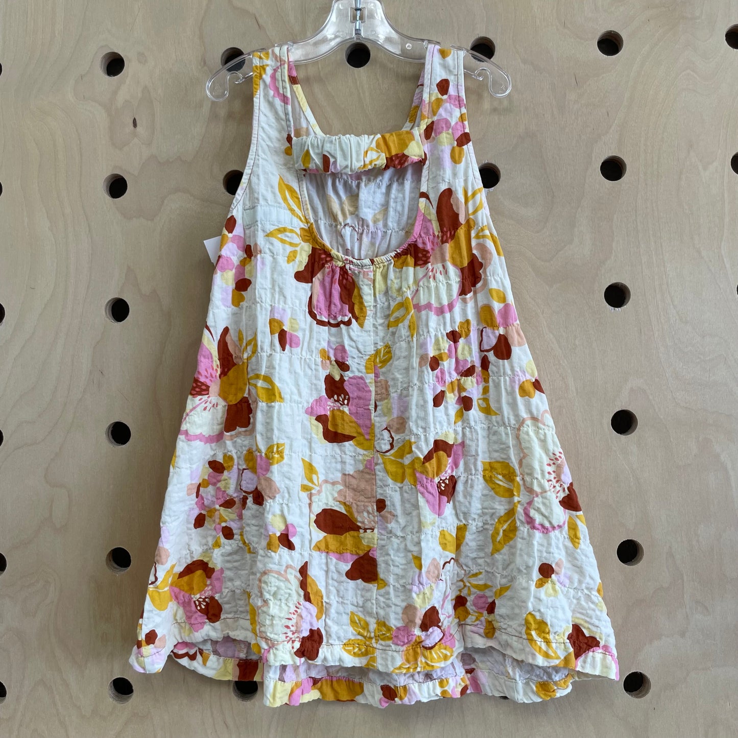 Yellow Crinkle Floral Open Back Dress