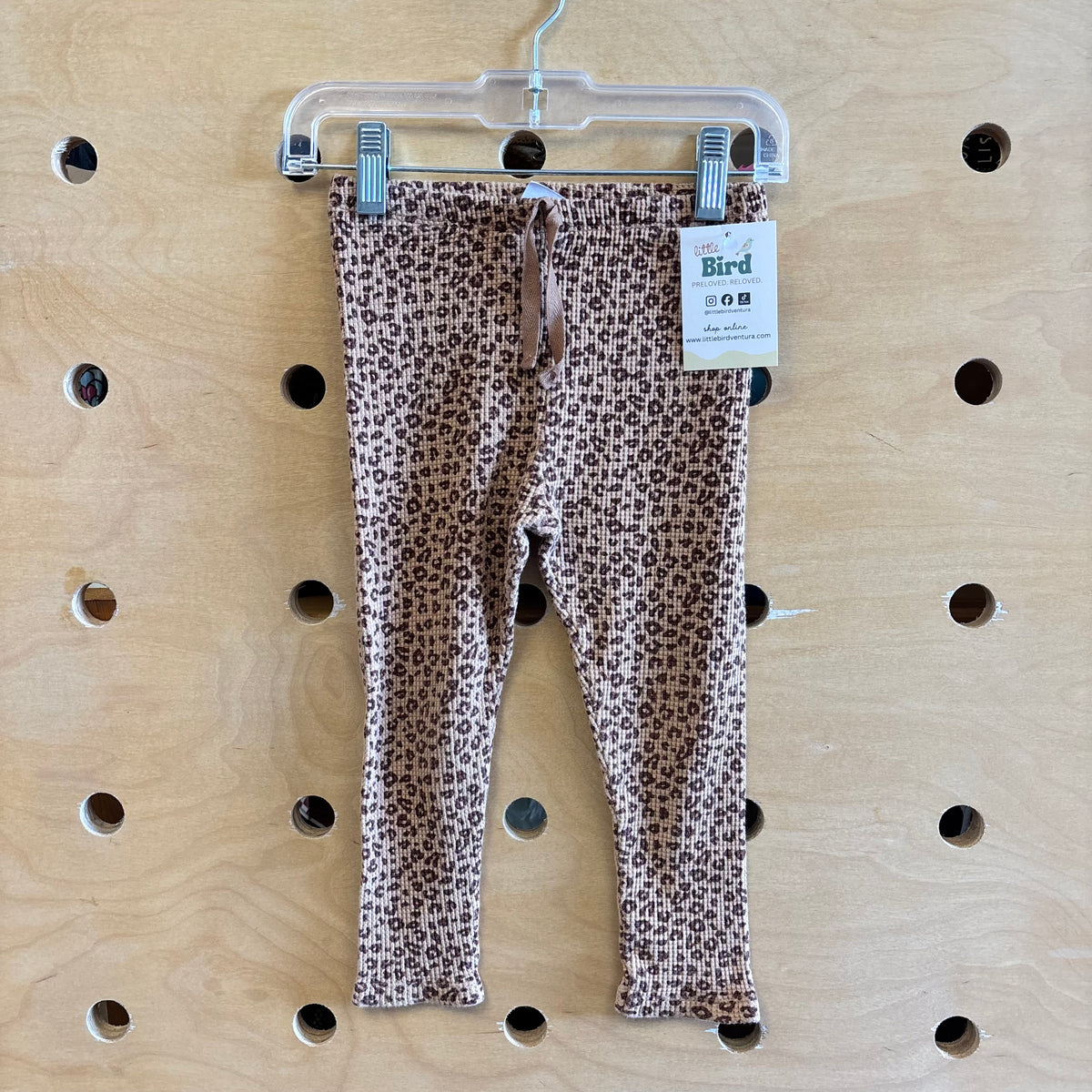 Brown Animal Print Waffle Knit Leggings