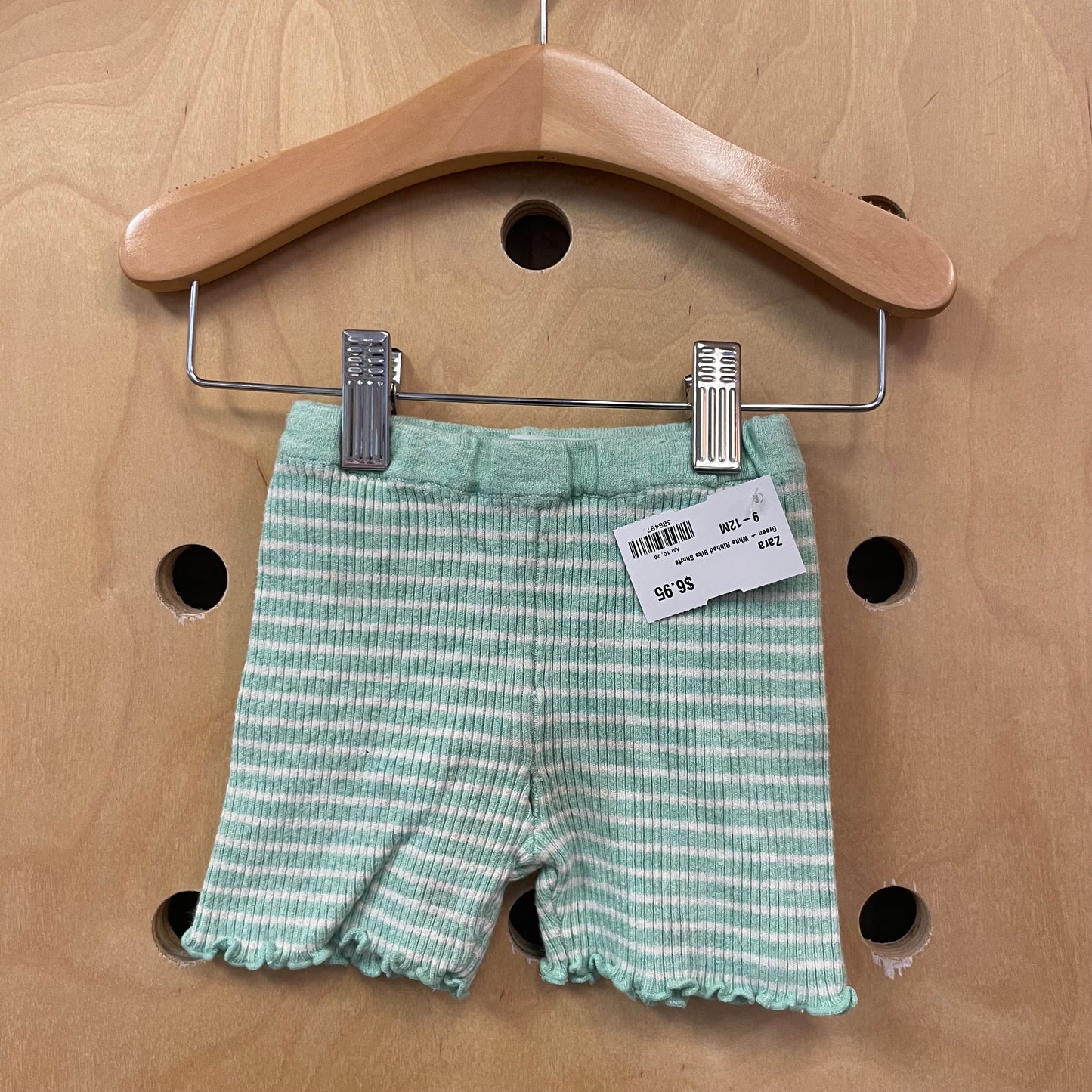 Green + White Ribbed Bike Shorts