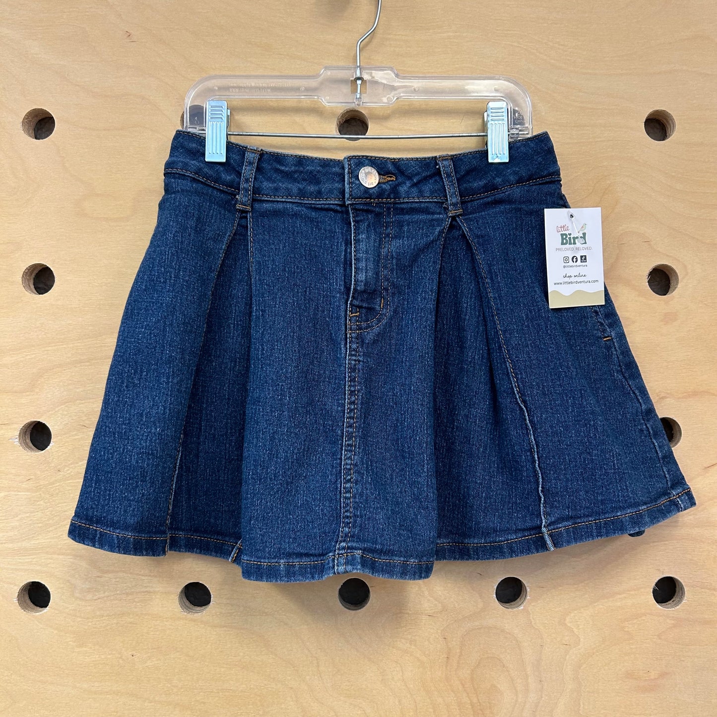 Pleated Denim Skirt