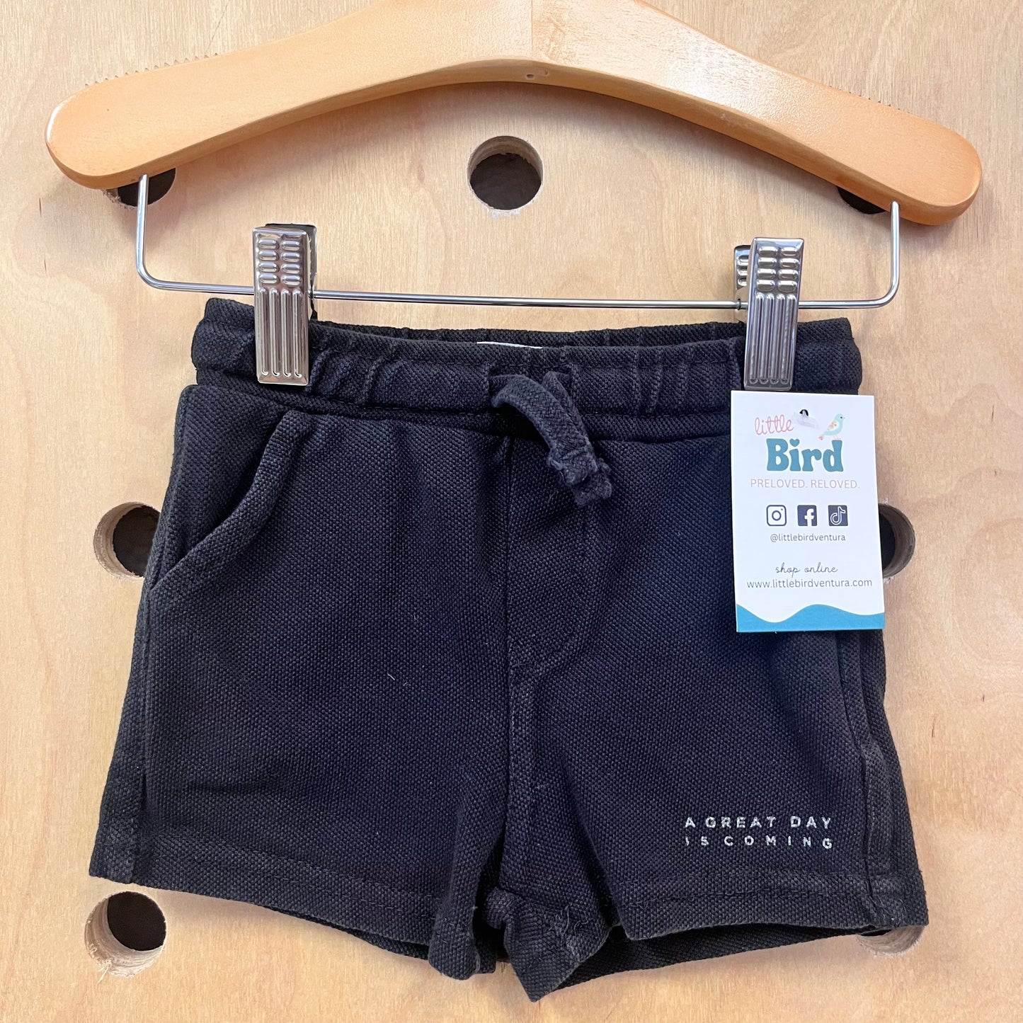 Black Drawstring A Great Day Shorts