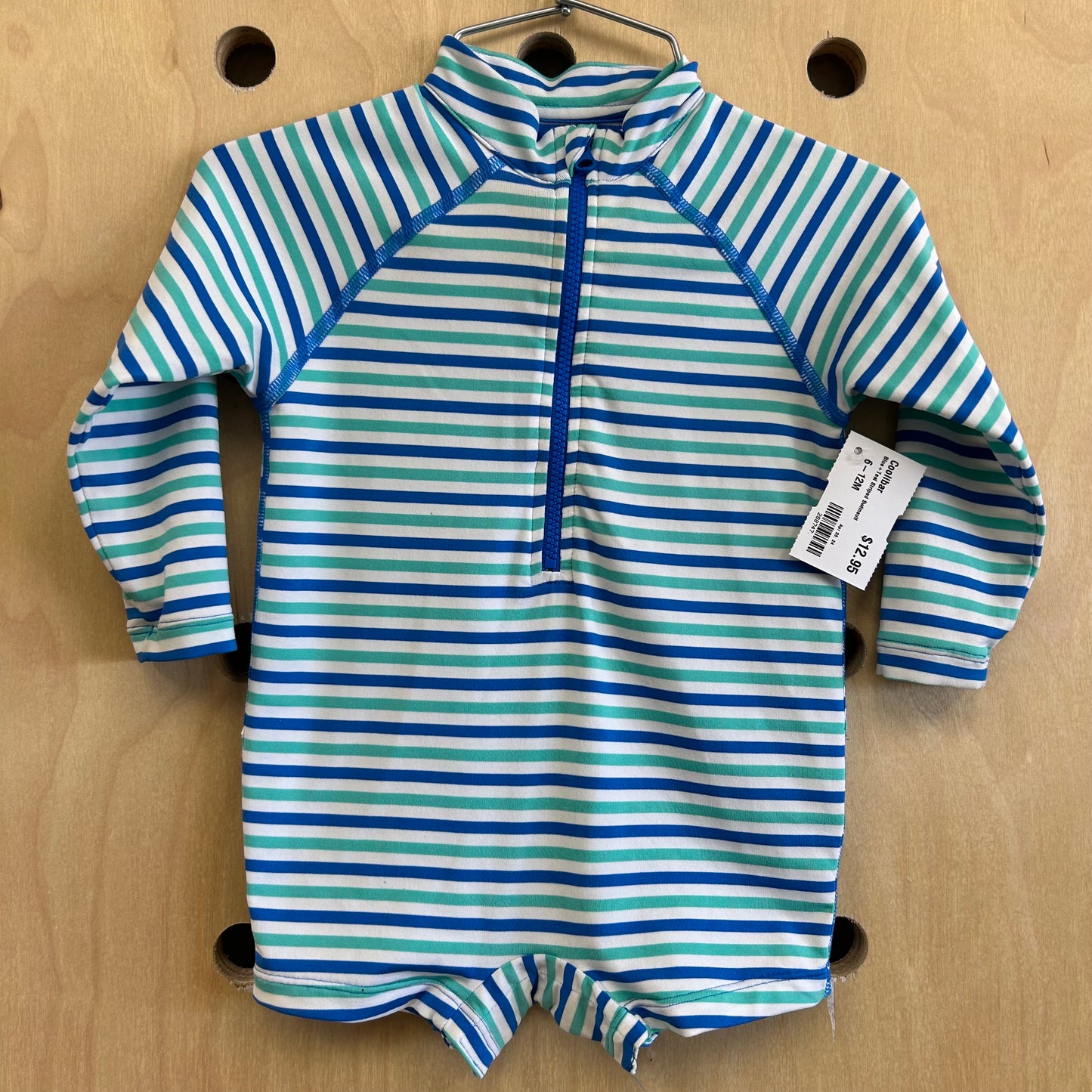 Blue+Teal Striped Swimsuit