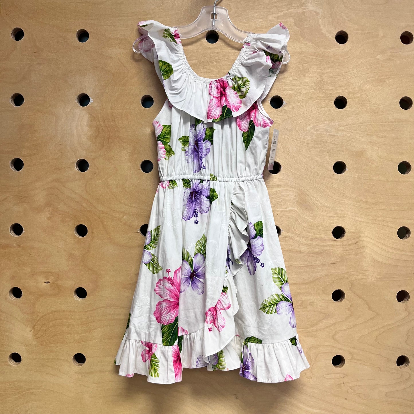 White/Pink Hibiscus Dress
