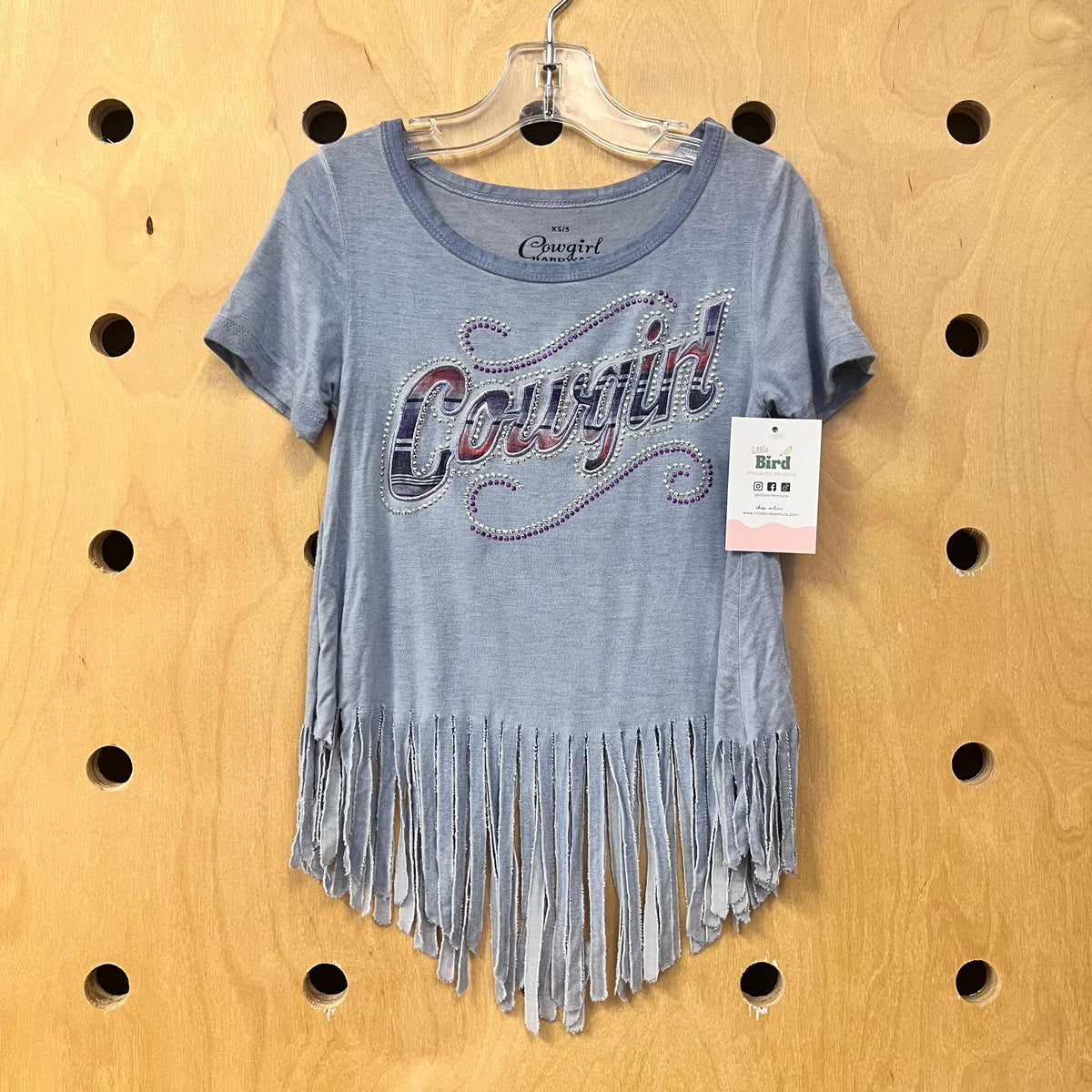 Blue Cowgirl Stud Fringe Tee