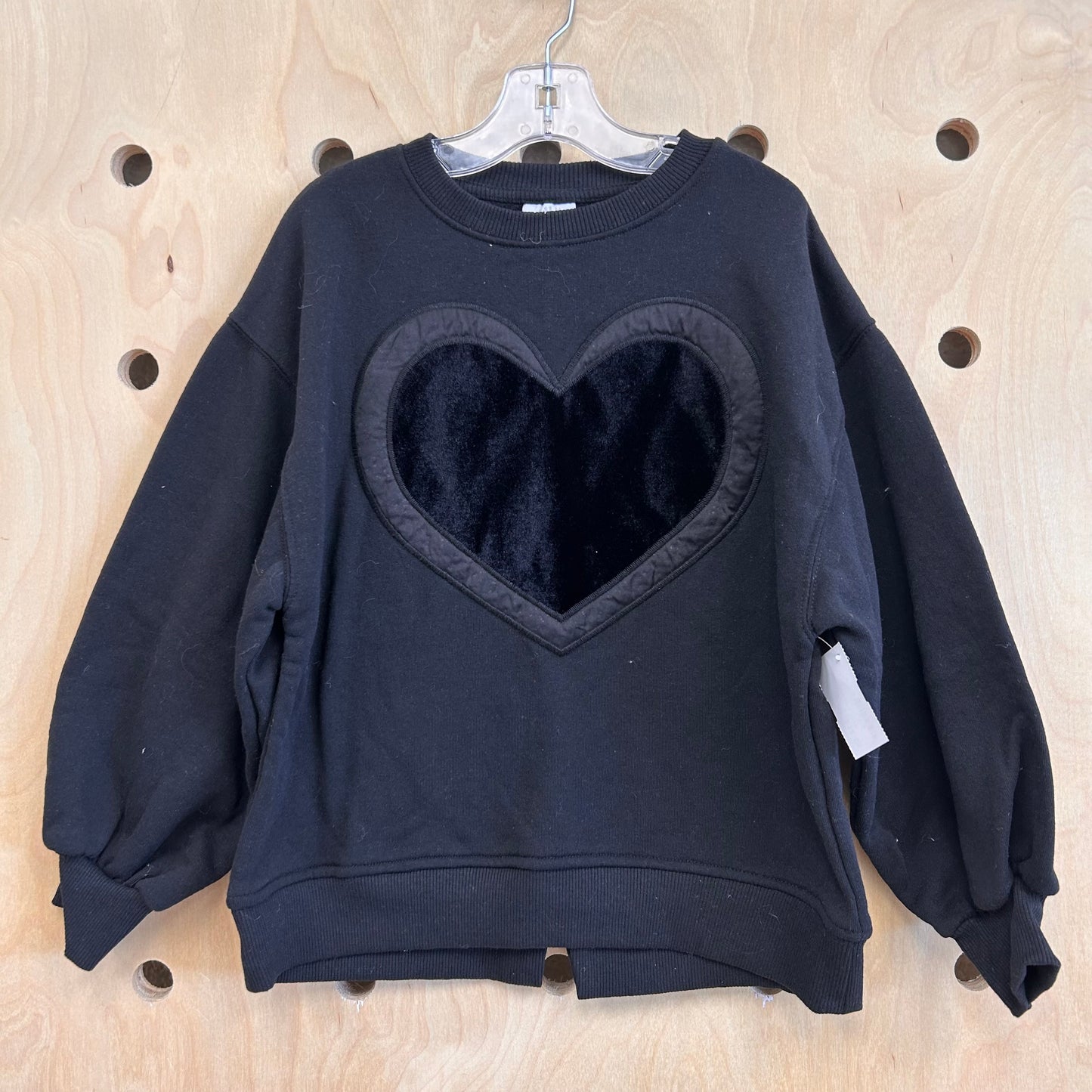 Black Fuzzy Heart Pullover