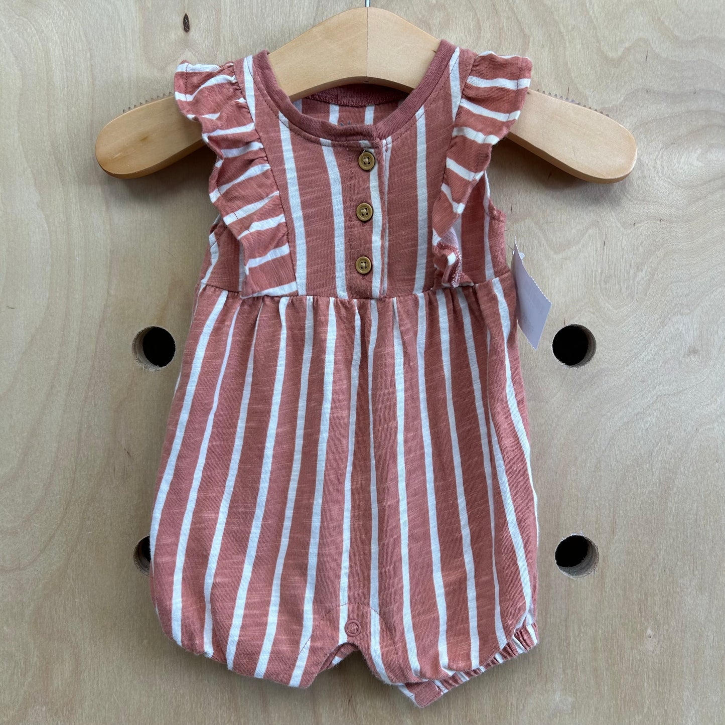 Coral Striped Romper