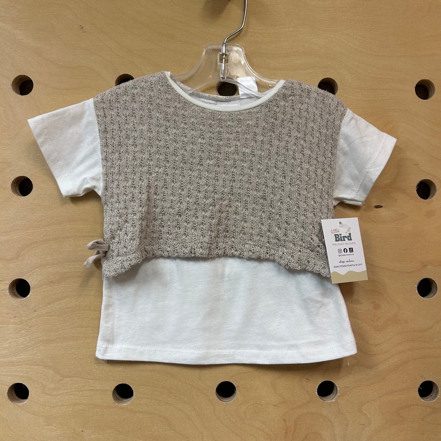 White & Beige Knit Top