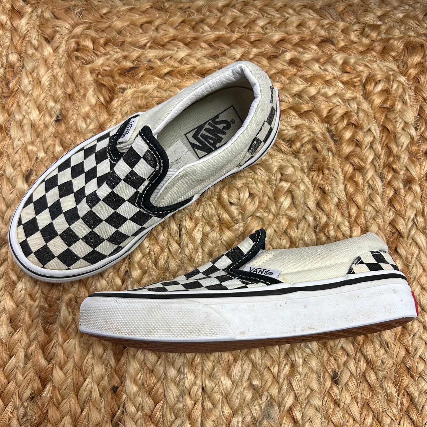 Black & White Checkered Slip Ons