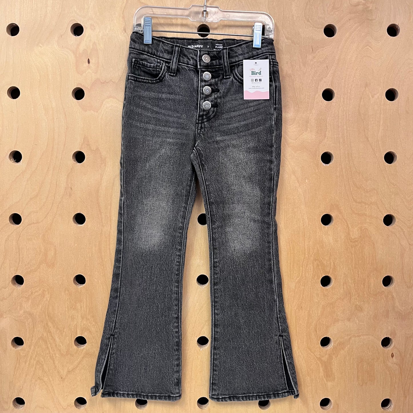 Grey Hi Rise Flare Denim