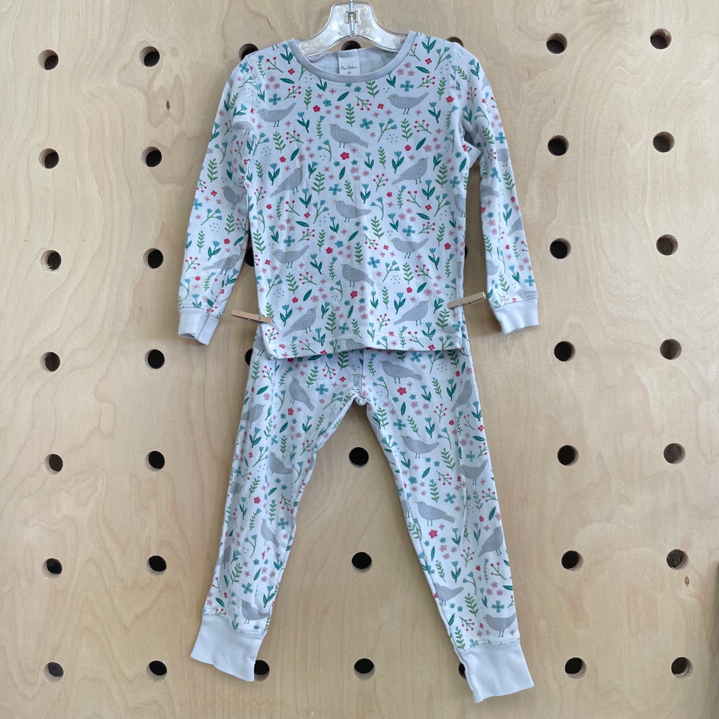 White + Grey Floral Bird Pajamas