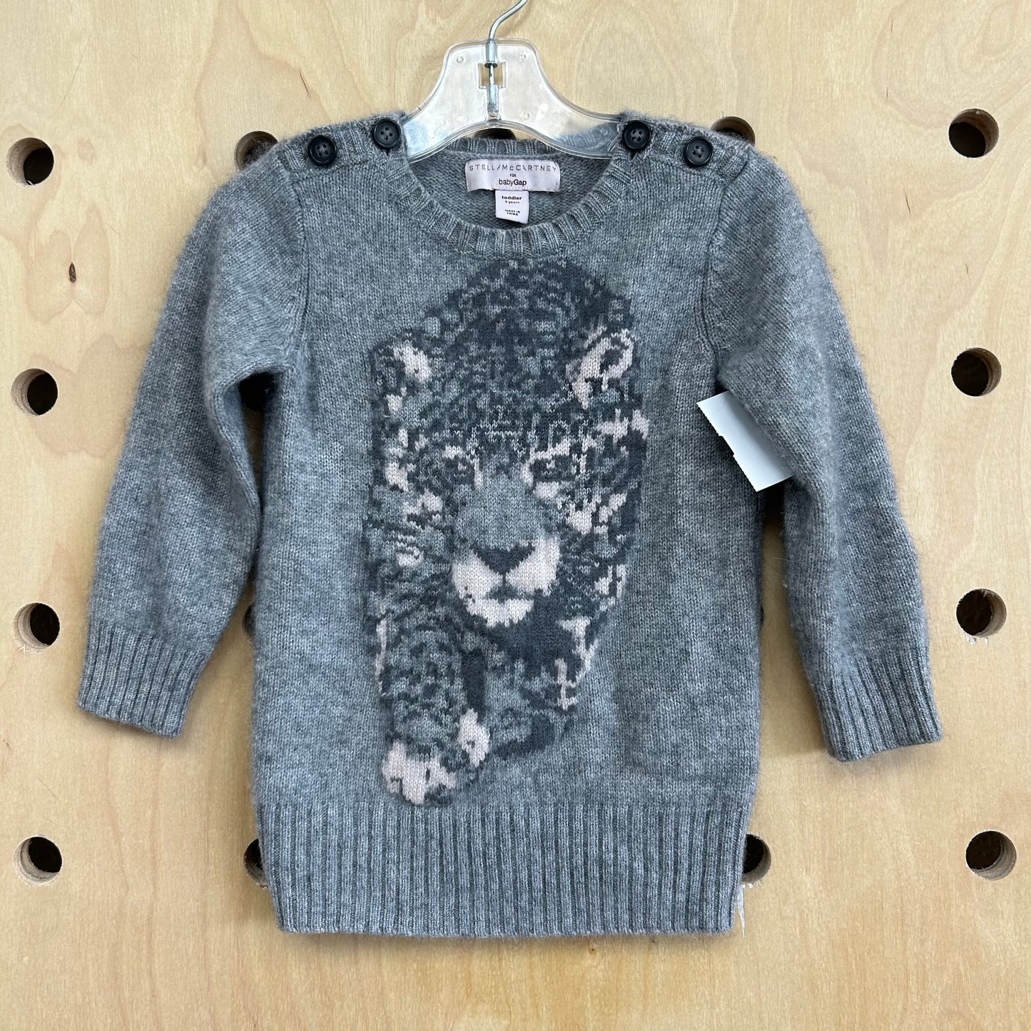 Grey Silk-Cashmere Blend Tiger Sweater
