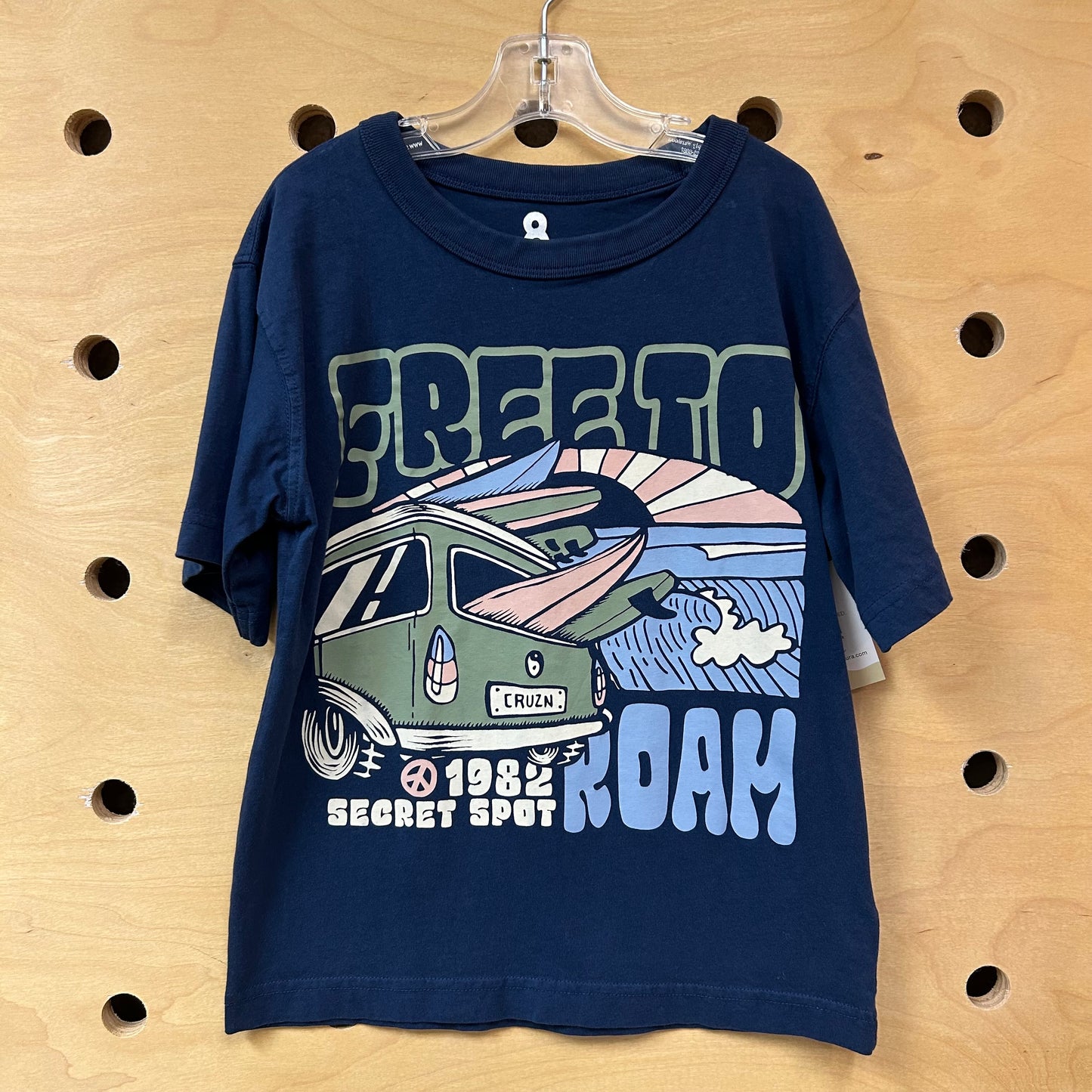 Navy Retro 'Free To Roam' Tee