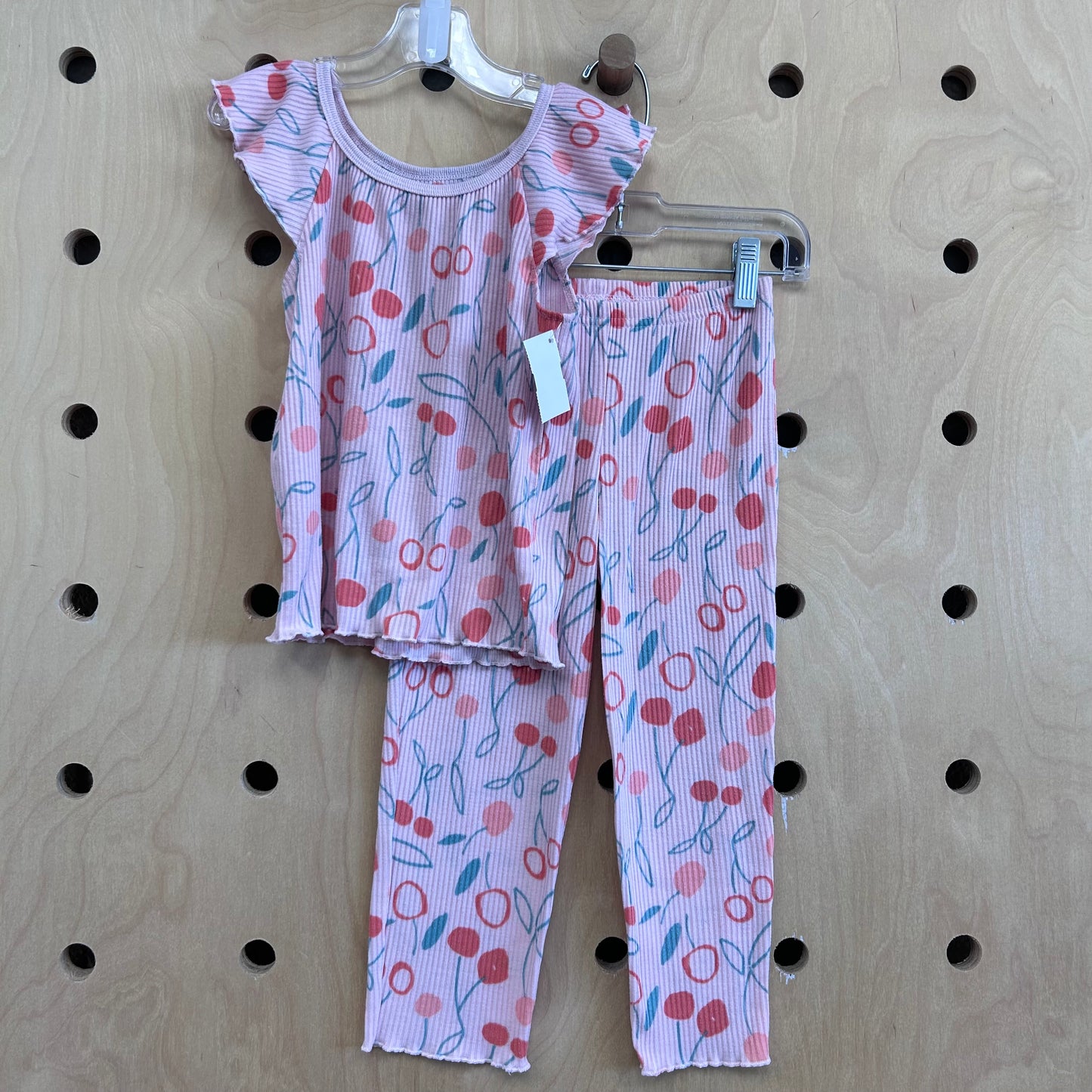 Pink Ribbed Cherries Pajamas