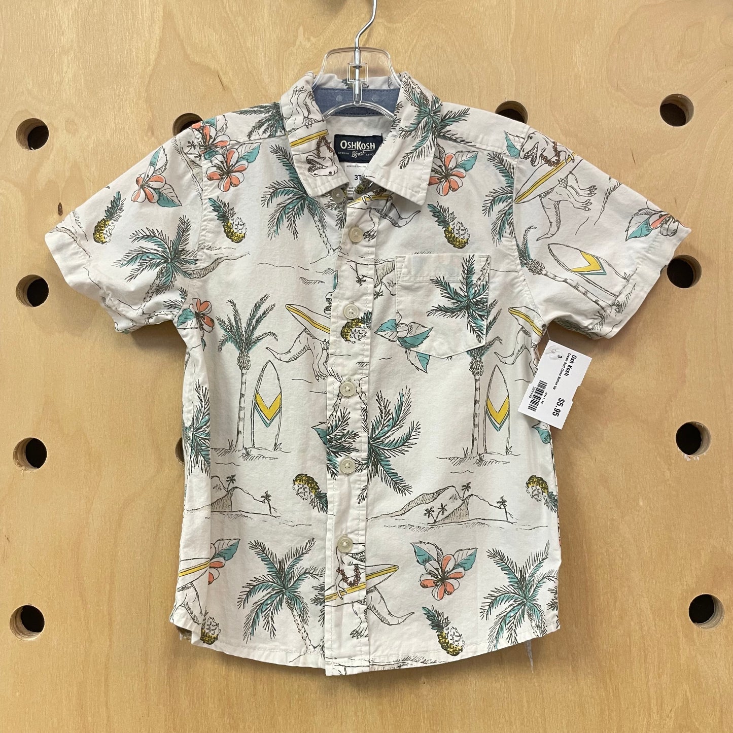 Cream Surf Dinos Button Up