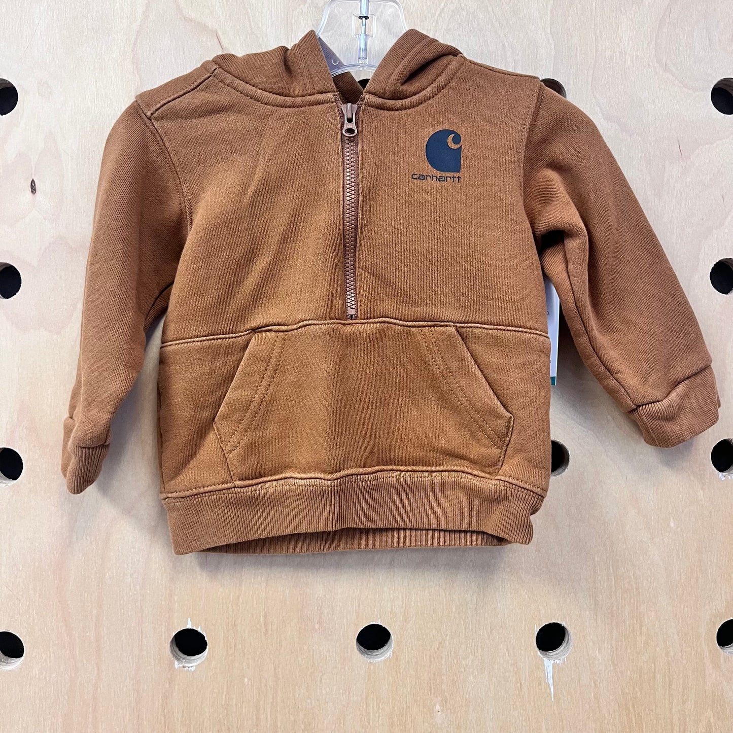 Brown 1/4 Zip Logo Hoodie