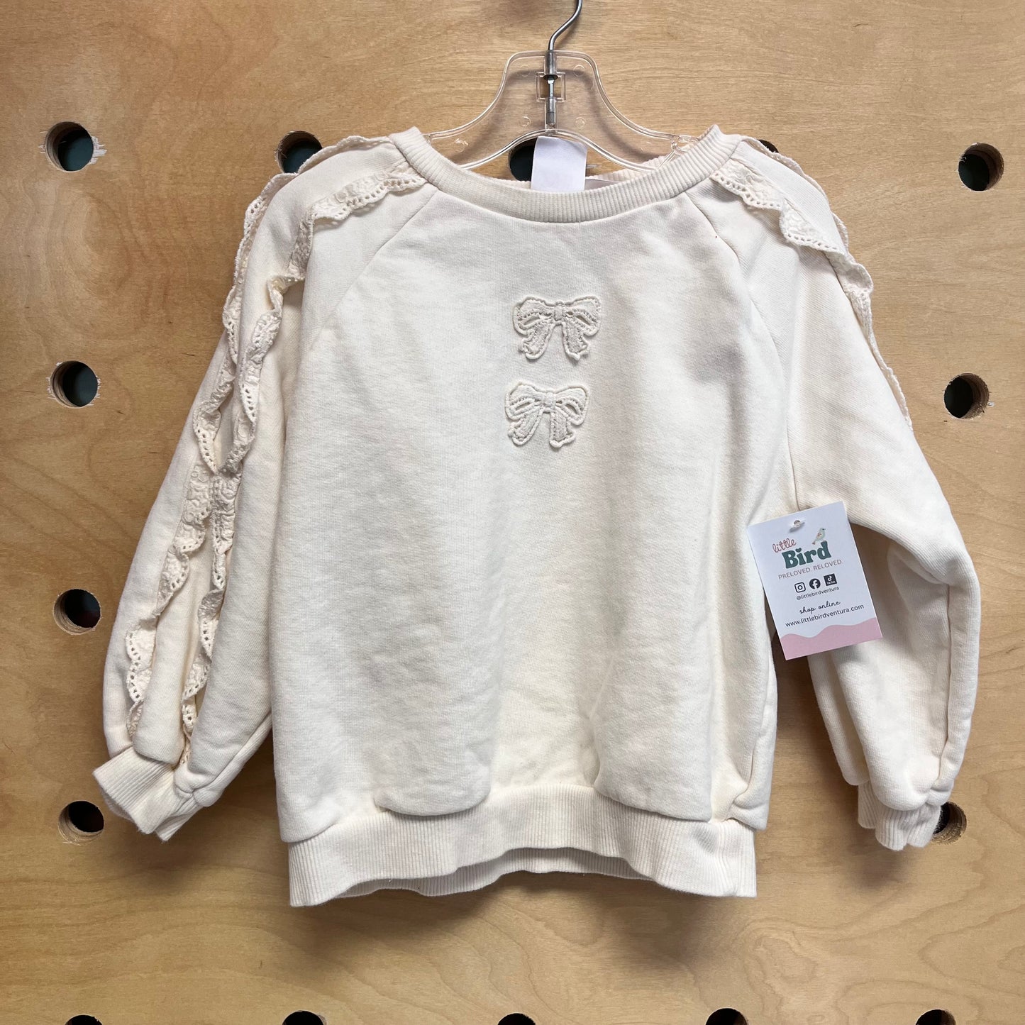 Cream Eyelet & Bows Pullover